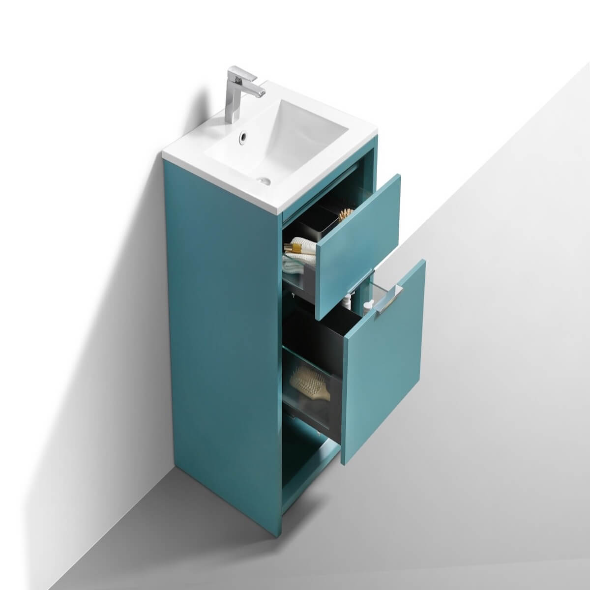 KubeBath Nudo 24” Teal Green Modern Bathroom Single Vanity Dovetails NUDO24-TG #finish_teal green