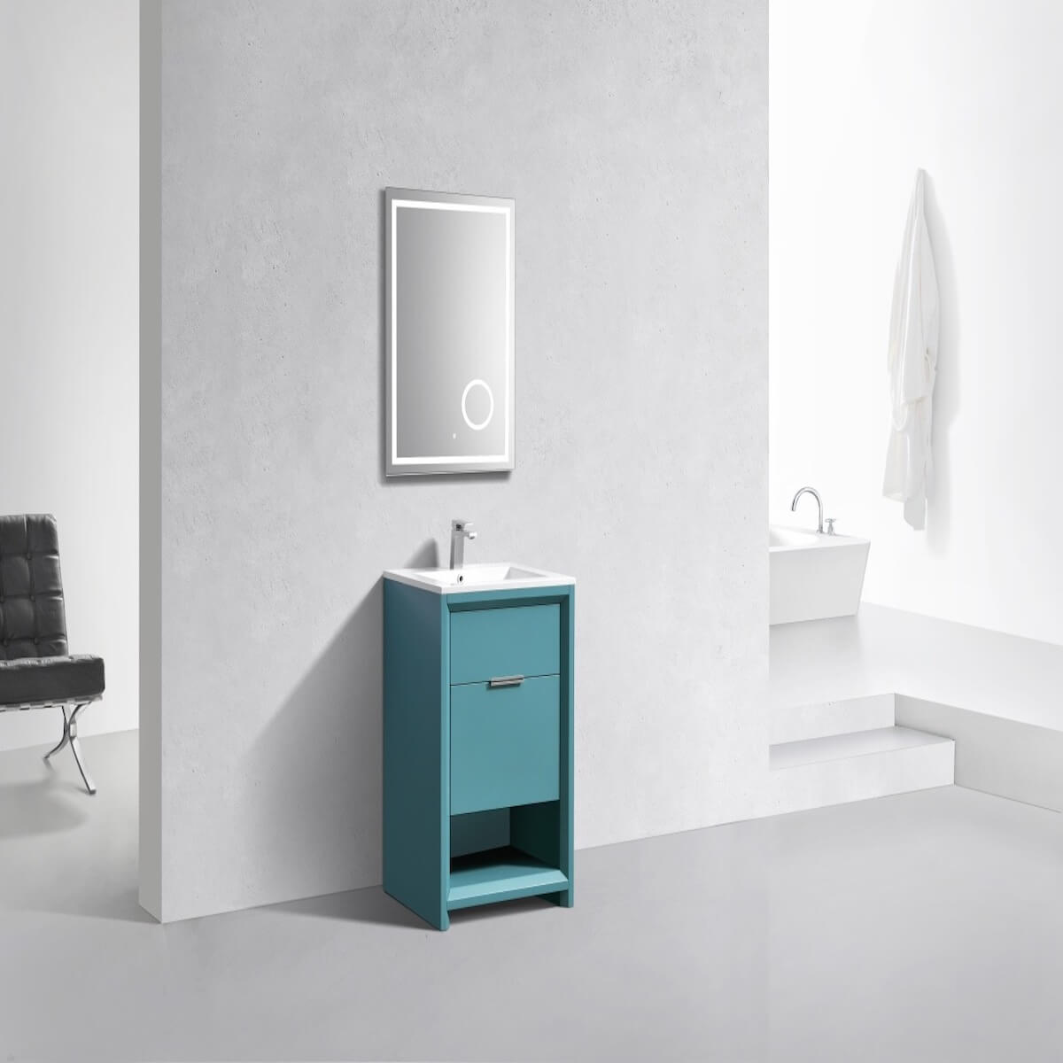 KubeBath Nudo 24” Teal Green Modern Bathroom Single Vanity Side in Bathroom NUDO24-TG #finish_teal green