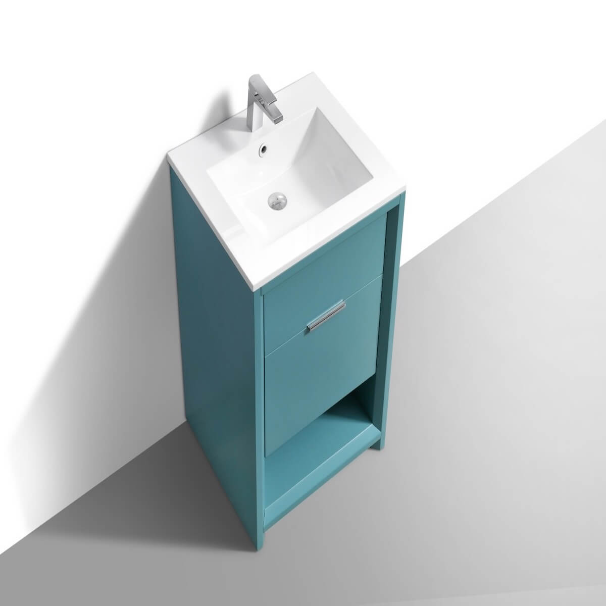 KubeBath Nudo 24” Teal Green Modern Bathroom Single Vanity Side NUDO24-TG #finish_teal green