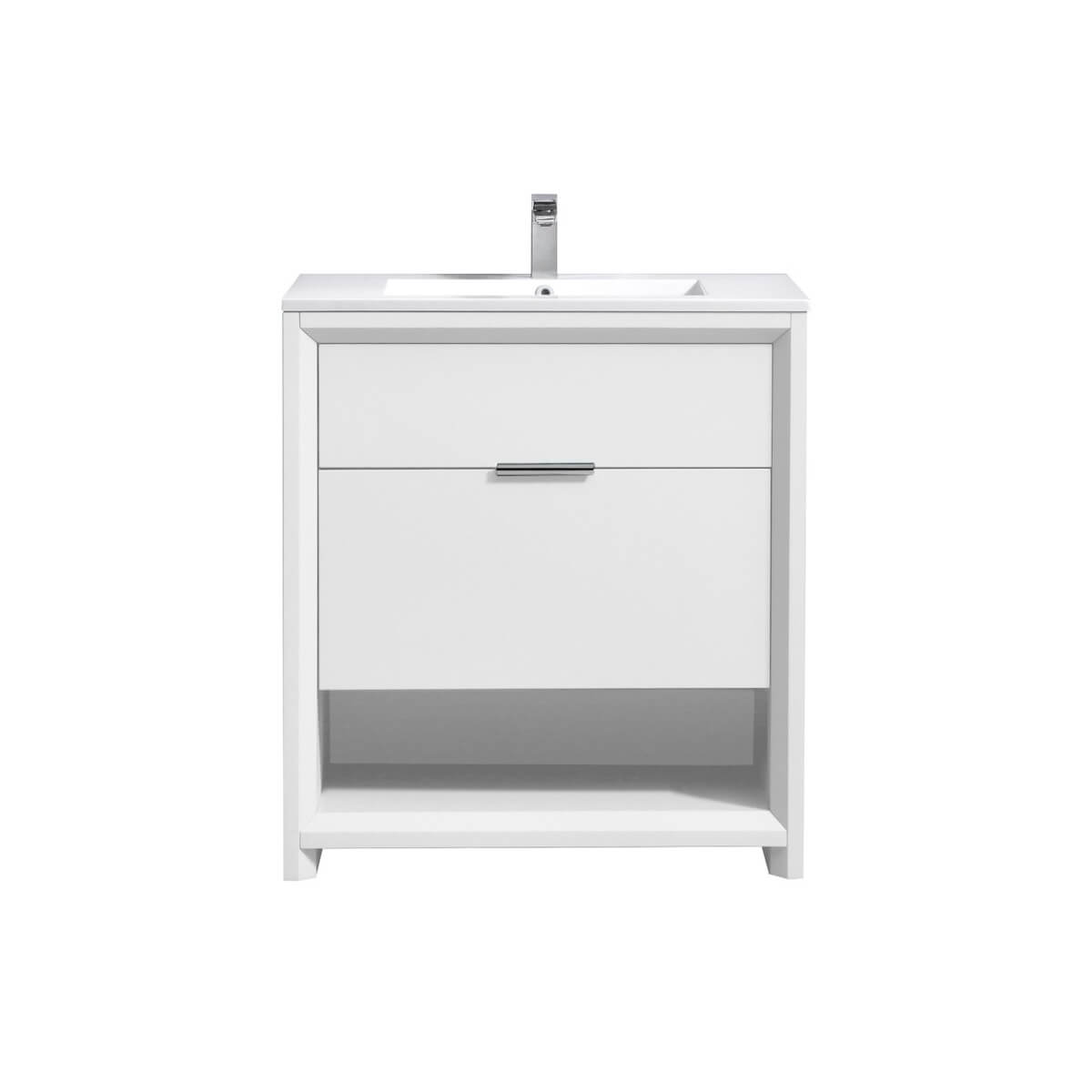 KubeBath Nudo 32” Gloss White Modern Bathroom Single Vanity NUDO32-GW #finish_gloss white