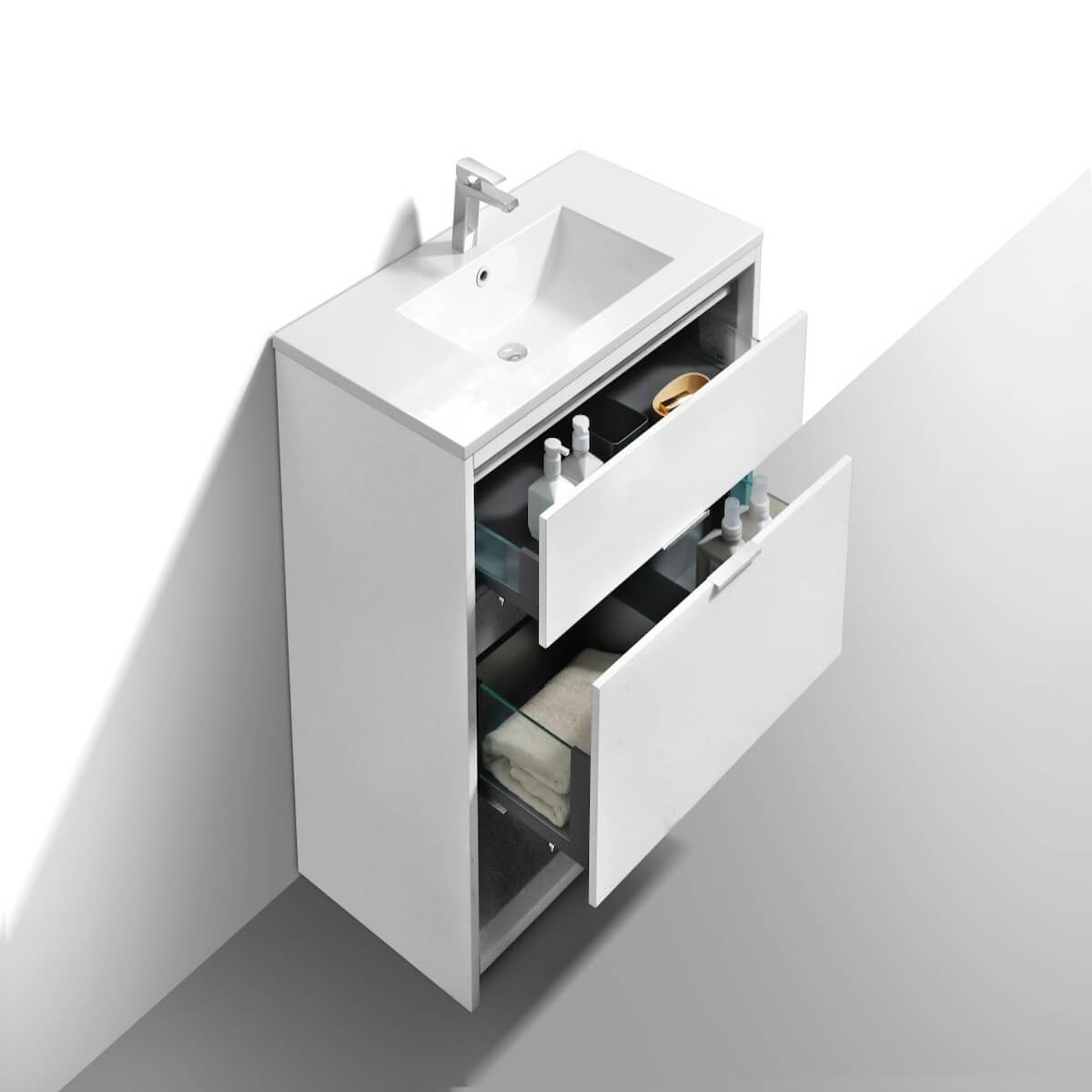 KubeBath Nudo 36” Gloss White Modern Bathroom Single Vanity Dovetails NUDO36-GW #finish_gloss white