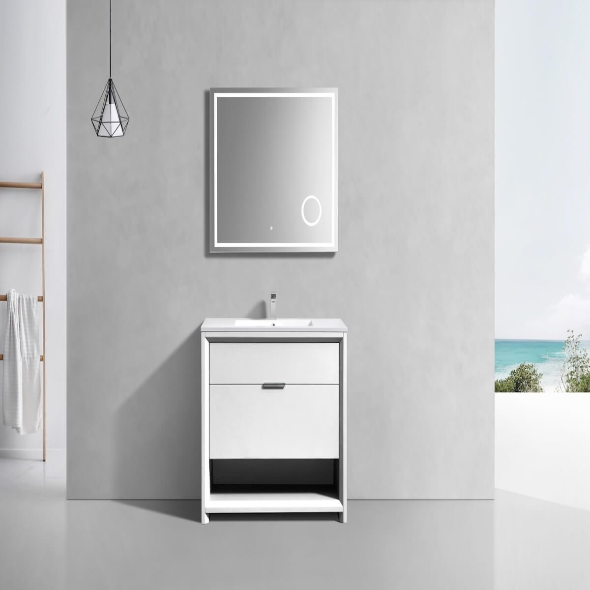 KubeBath Nudo 36” Gloss White Modern Bathroom Single Vanity in Bathroom NUDO36-GW #finish_gloss white