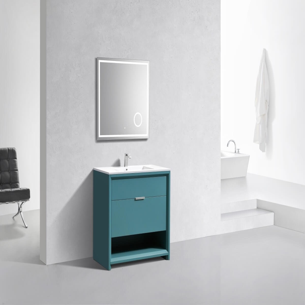 KubeBath Nudo 36” Teal Green Modern Bathroom Single Vanity Side in Bathroom NUDO36-TG #finish_teal green