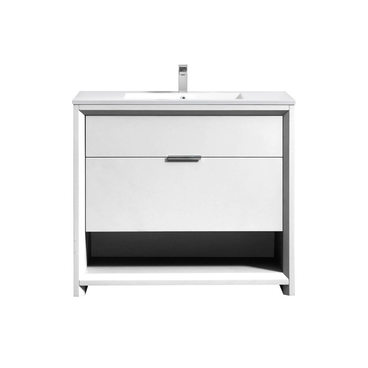 KubeBath Nudo 40” Gloss White Modern Bathroom Single Vanity NUDO40-GW #finish_gloss white