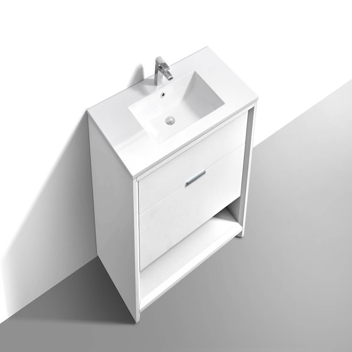 KubeBath Nudo 40” Gloss White Modern Bathroom Single Vanity Side NUDO40-GW #finish_gloss white