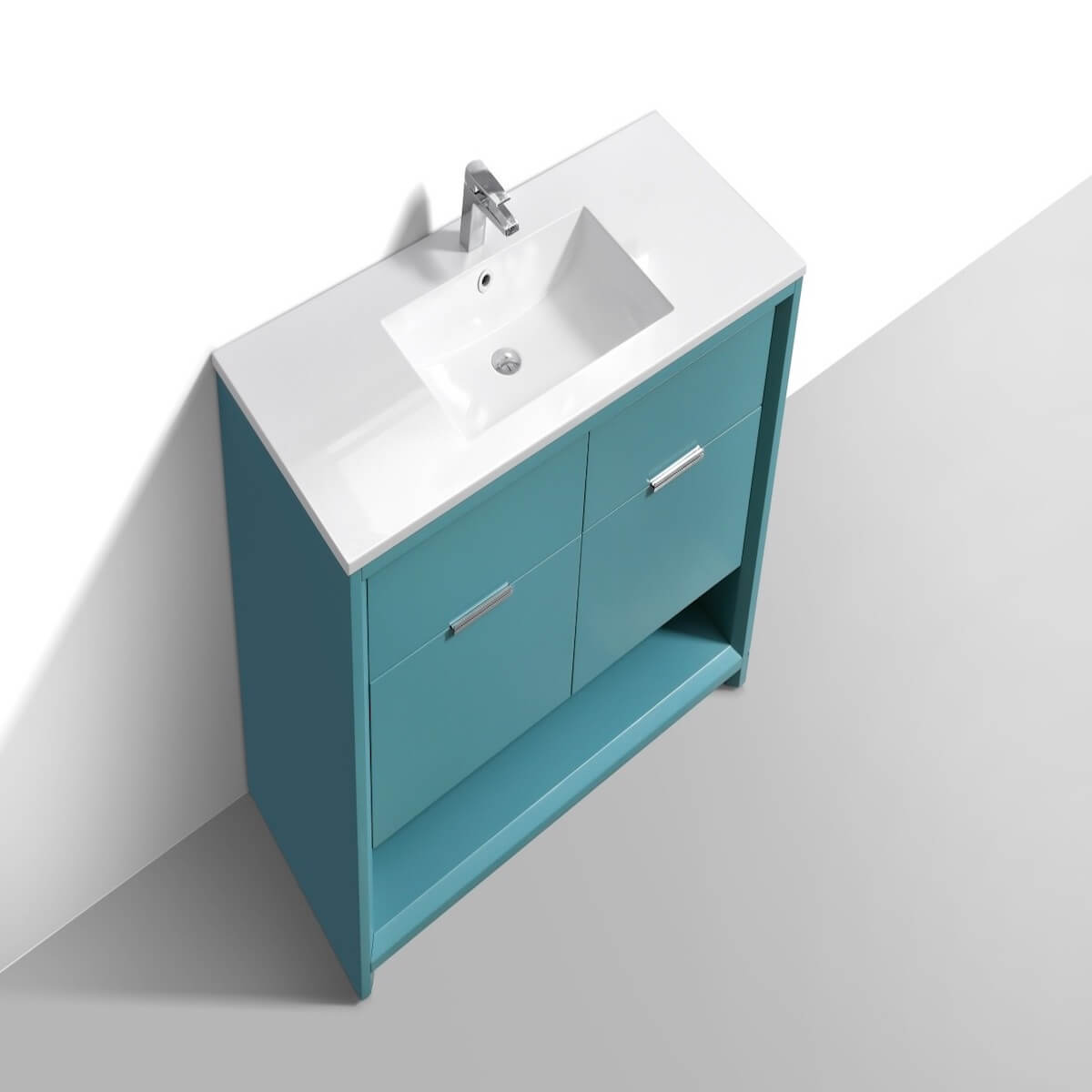 KubeBath Nudo 48” Teal Green Free Standing Modern Bathroom Single Sink Vanity Side NUDO48S-TG #finish_teal green