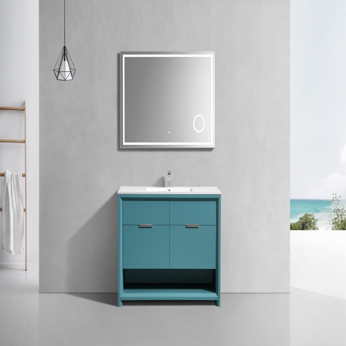 KubeBath Nudo 48” Teal Green Free Standing Modern Bathroom Single Sink Vanity in Bathroom NUDO48S-TG #finish_teal green