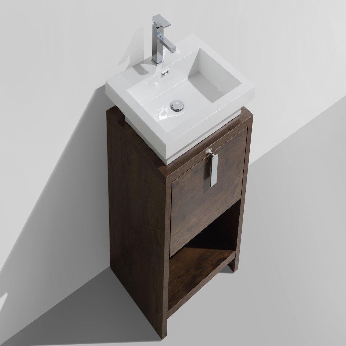 KubeBath Levi 24" Rose Wood Single Vanity with Cubby Hole L600RW #finish_rose wood
