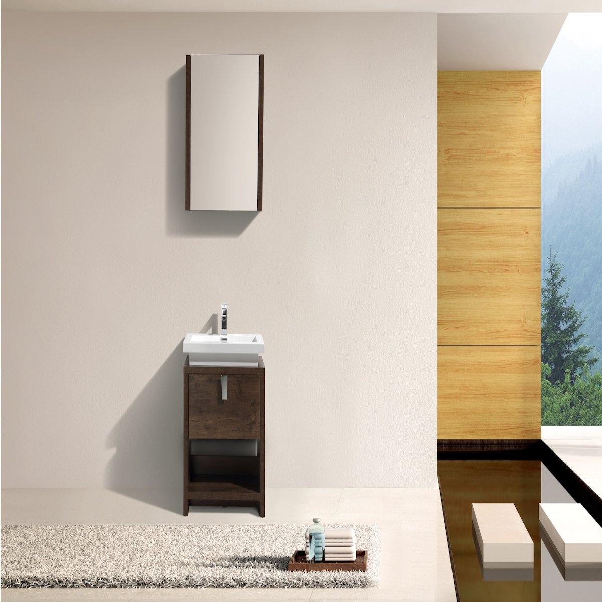 KubeBath Levi 24" Rose Wood Single Vanity with Cubby Hole L600RW in Bathroom #finish_rose wood