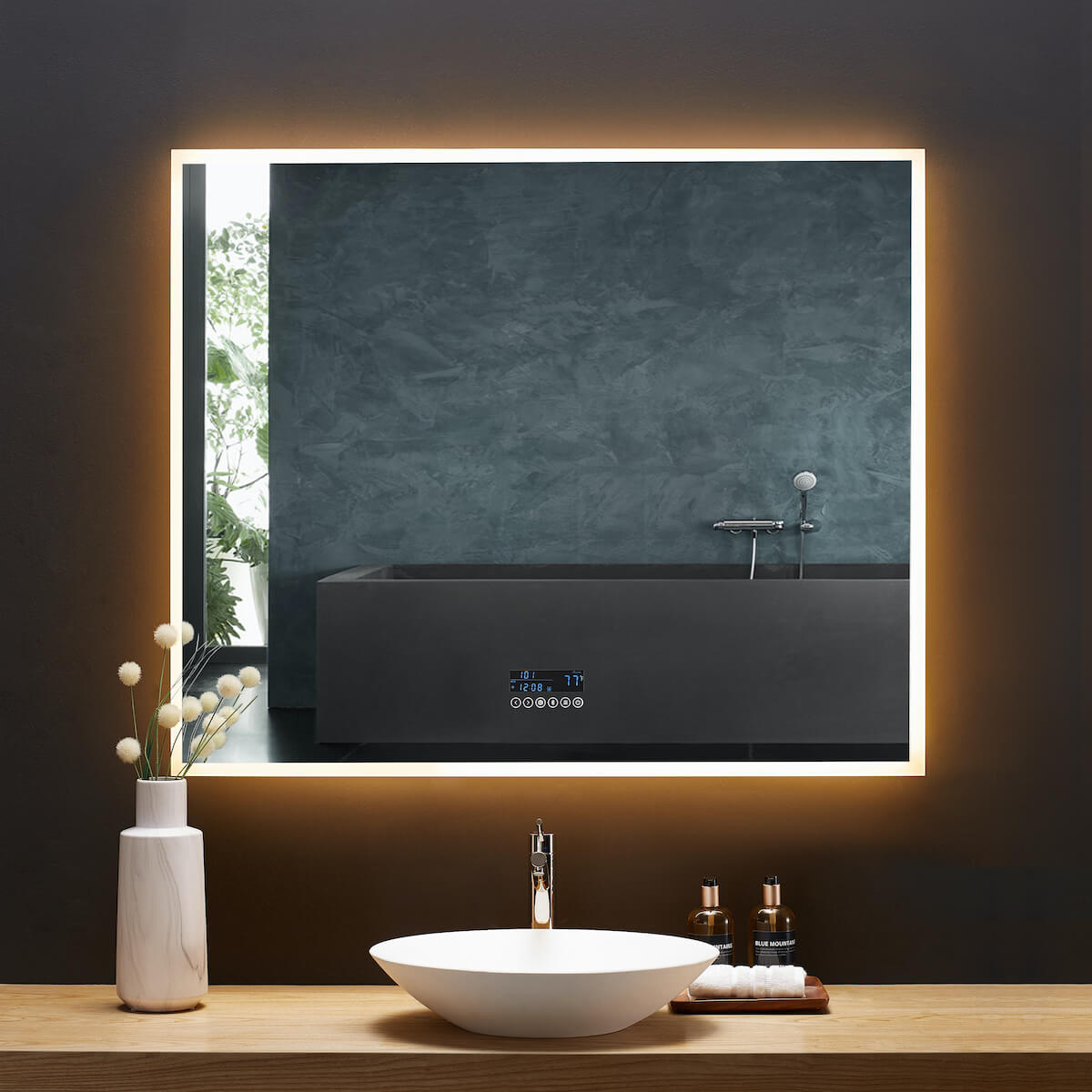 Ancerre Designs 48" LED Immersion Mirror LEDM-IMMERSION-48 On Warm Light