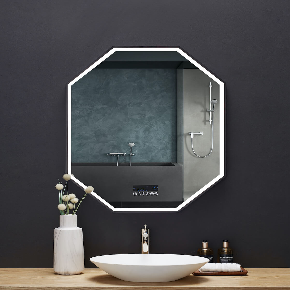 Ancerre Designs 30" LED Otto Mirror LEDM-OTTO-30-B Turned On