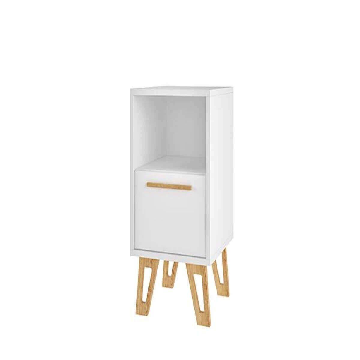 Manhattan Comfort Doris 1-Drawer Mid-Century Nightstand in White 125AMC159