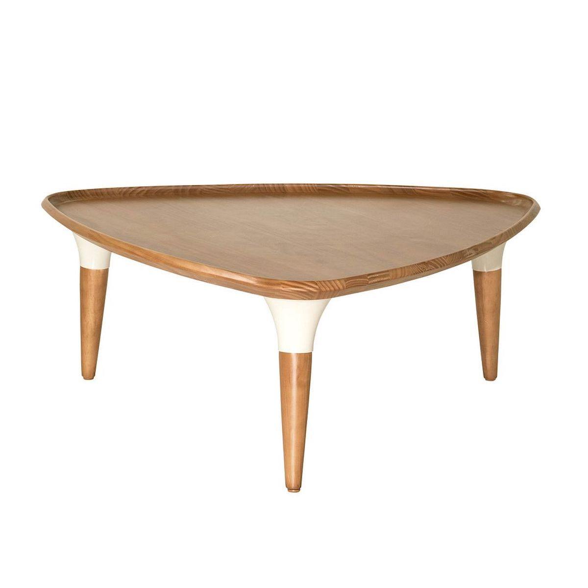 Manhattan Comfort HomeDock Triangle Coffee Table in Cinnamon and Off White 253451