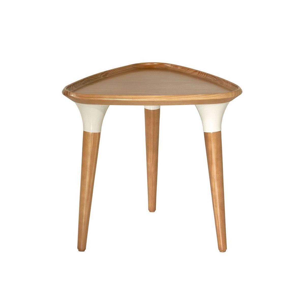 Manhattan Comfort HomeDock Triangle Side Table in Cinnamon and Off White 253551