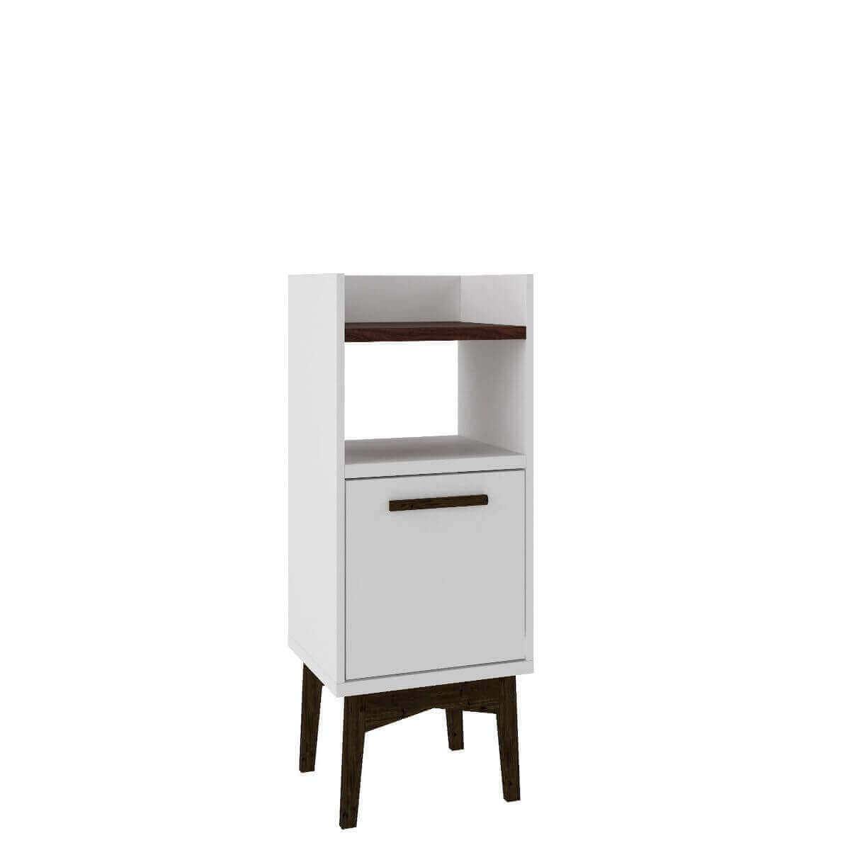 Manhattan Comfort Mid-Century Modern Brookdale Nightstand with 1 Shelf in White and Nut Brown 141AMC209