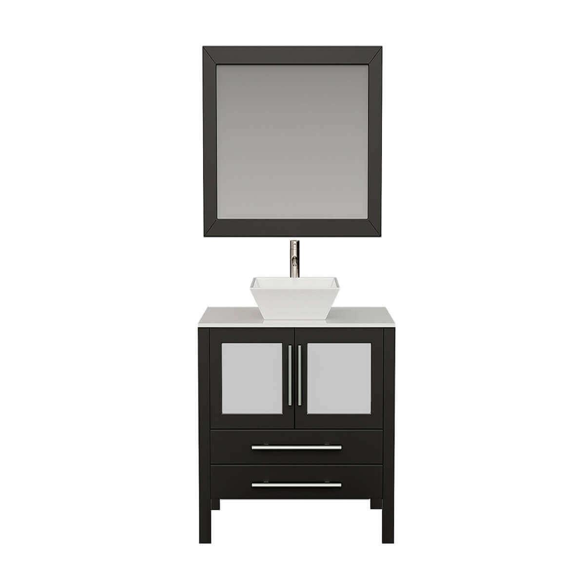 Cambridge Plumbing 36" Espresso Solid Wood & Porcelain Single Vessel Sink Vanity Set with Brushed Nickel Plumbing 8111-BN