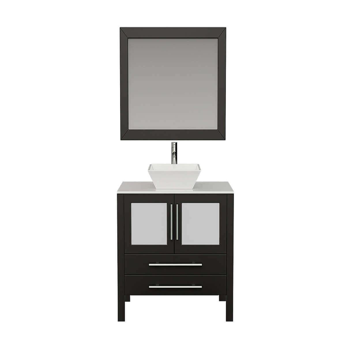 Cambridge Plumbing 36" Solid Wood Espresso & Porcelain Single Vessel Sink Vanity Set with Polished Chrome Plumbing 8111