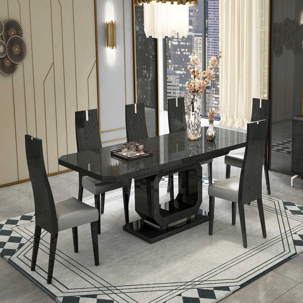 Whiteline Modern Living Los Angeles Extendable Dining Table DT1619-GRY