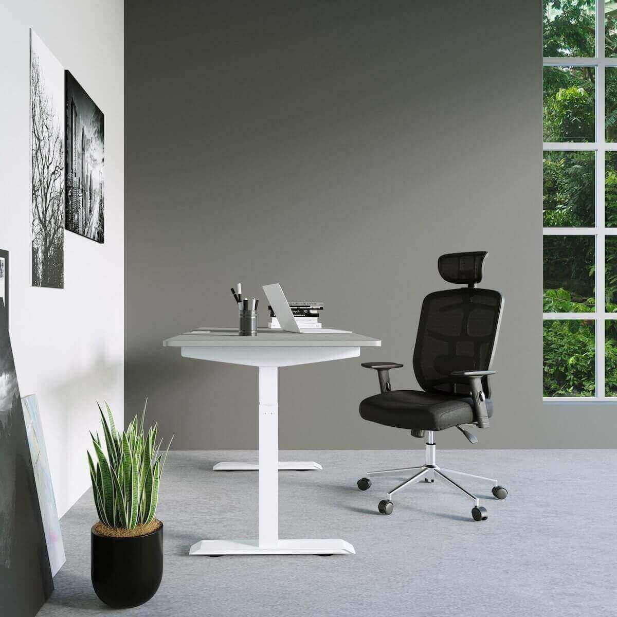 Techni Mobili Black High Back Executive Mesh Office Chair with Arms, Lumbar Support, and Chrome Base RTA-1010-BK in Office