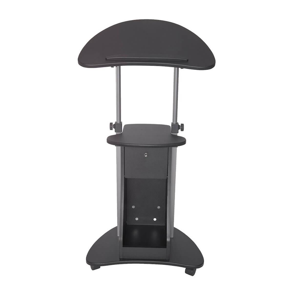 Techni Mobili Black Sit-to-Stand Rolling Adjustable Laptop Cart With Storage RTA-B005-BK46 #color_black