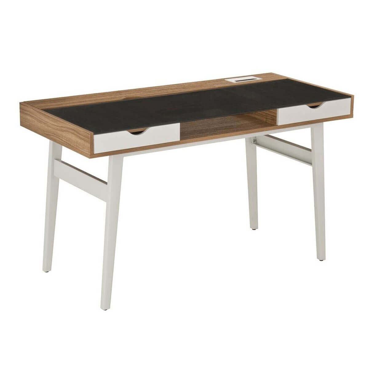 Techni Mobili Compact Computer Desk with Multiple Storage RTA-2335-WAL Angle