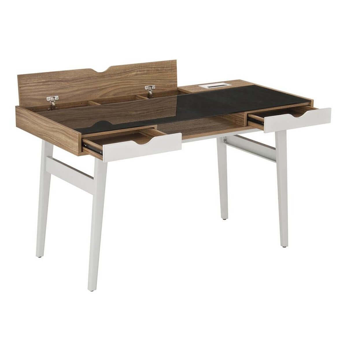 Techni Mobili Compact Computer Desk with Multiple Storage RTA-2335-WAL Inside