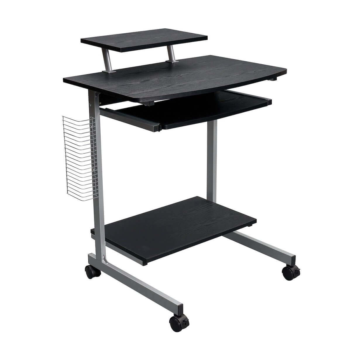 Techni Mobili Espresso Compact Computer Cart With Storage RTA-2018-ES18 Angle #color_espresso