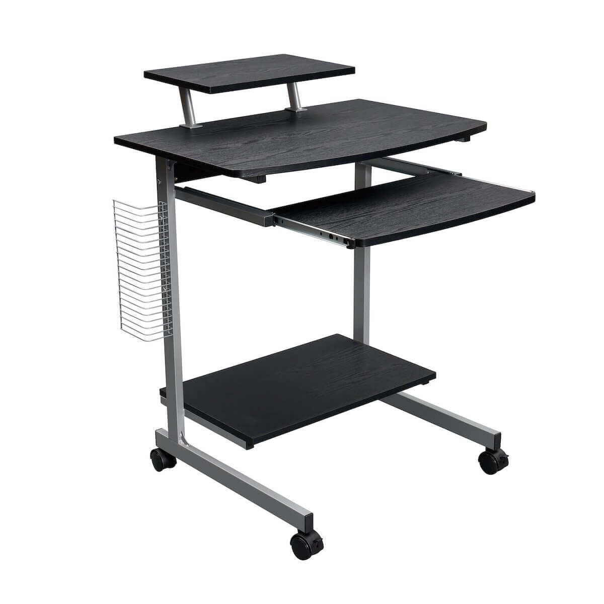 Techni Mobili Espresso Compact Computer Cart With Storage RTA-2018-ES18 Expanded #color_espresso