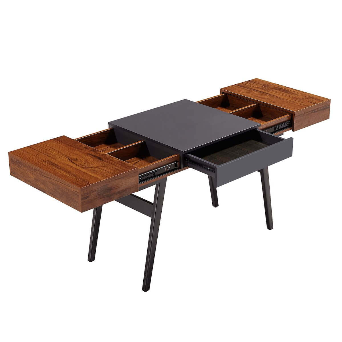 Techni Mobili Espresso Modern Writing Desk with Storage RTA-1460-ES Expanded Angle