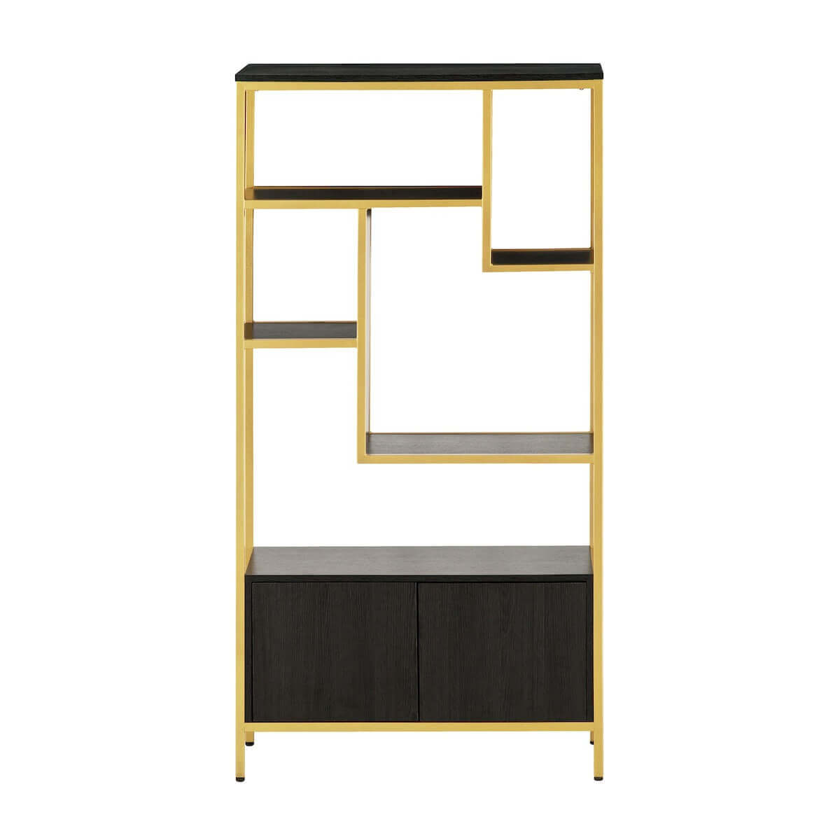 Techni Mobili Gold Book Case Storage Rack With Door Cabinet RTA-482BC-GLD #color_gold