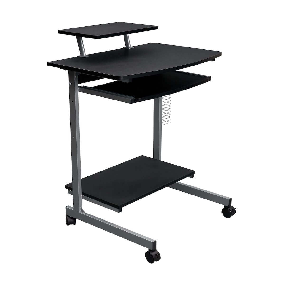 Techni Mobili Graphite Compact Computer Cart With Storage RTA-2018-GPH06 Angle #color_graphite