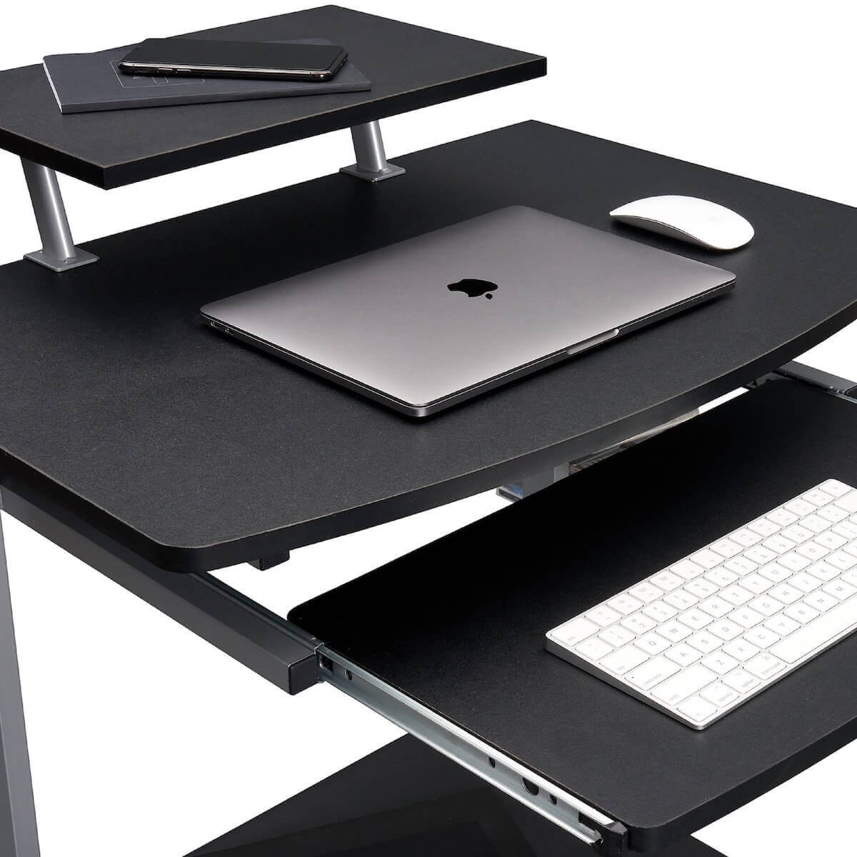 Techni Mobili Graphite Compact Computer Cart With Storage RTA-2018-GPH06 Close #color_graphite