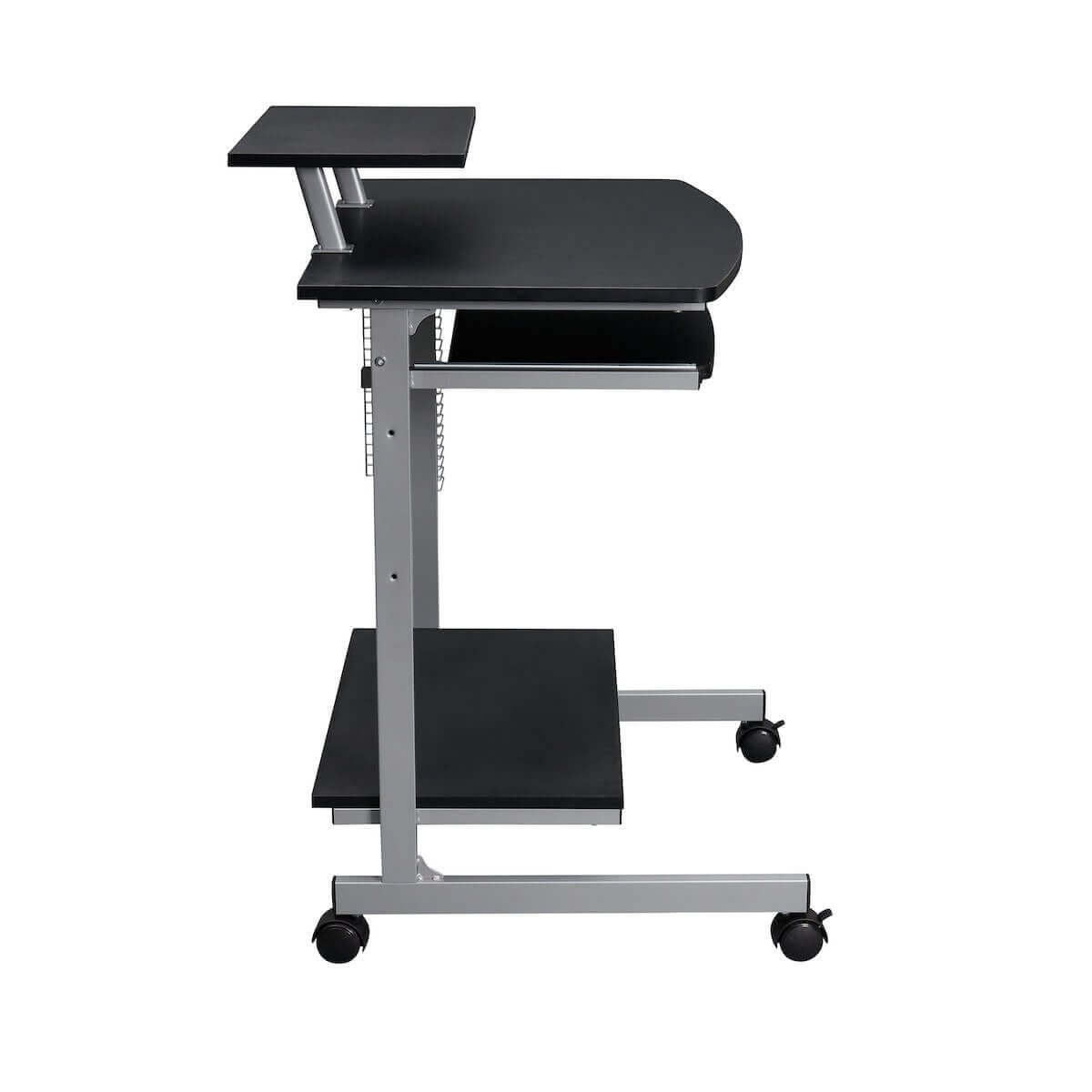 Techni Mobili Graphite Compact Computer Cart With Storage RTA-2018-GPH06 Left Side #color_graphite