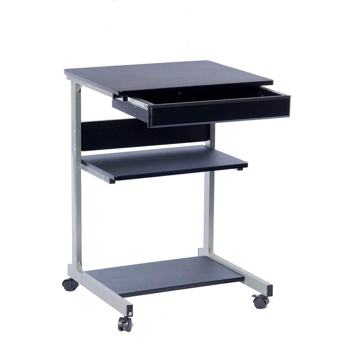 Techni Mobili Graphite Rolling Laptop Cart with Storage RTA-B018-GPH06 Open Drawer