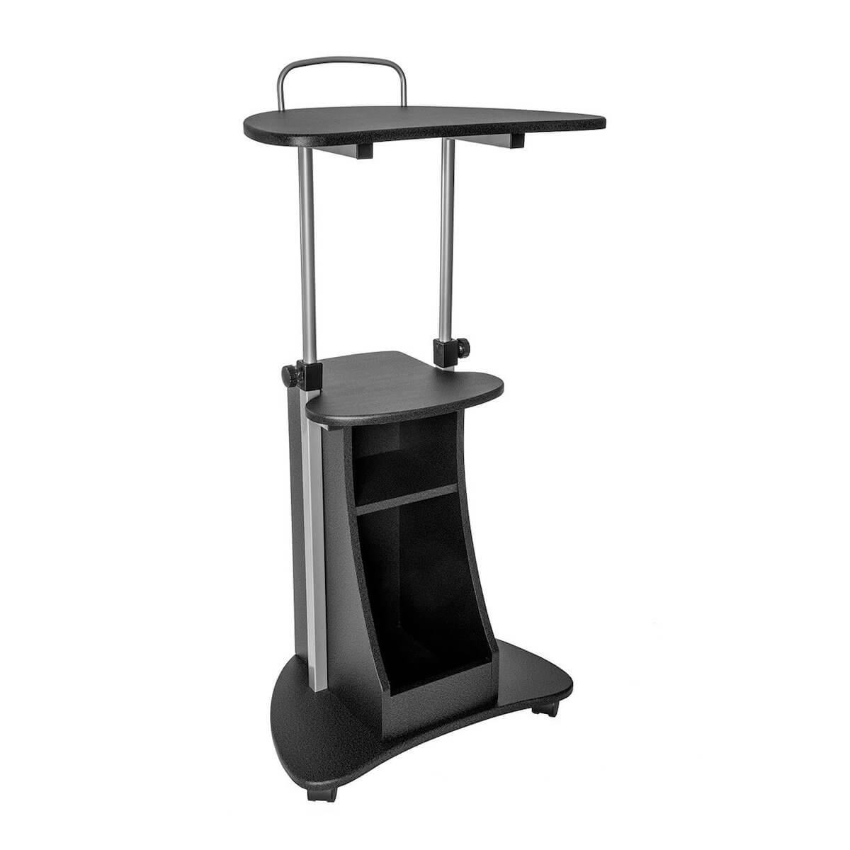 Techni Mobili Graphite Sit-to-Stand Rolling Adjustable Height Laptop Cart With Storage RTA-B002-GPH06 #color_graphite