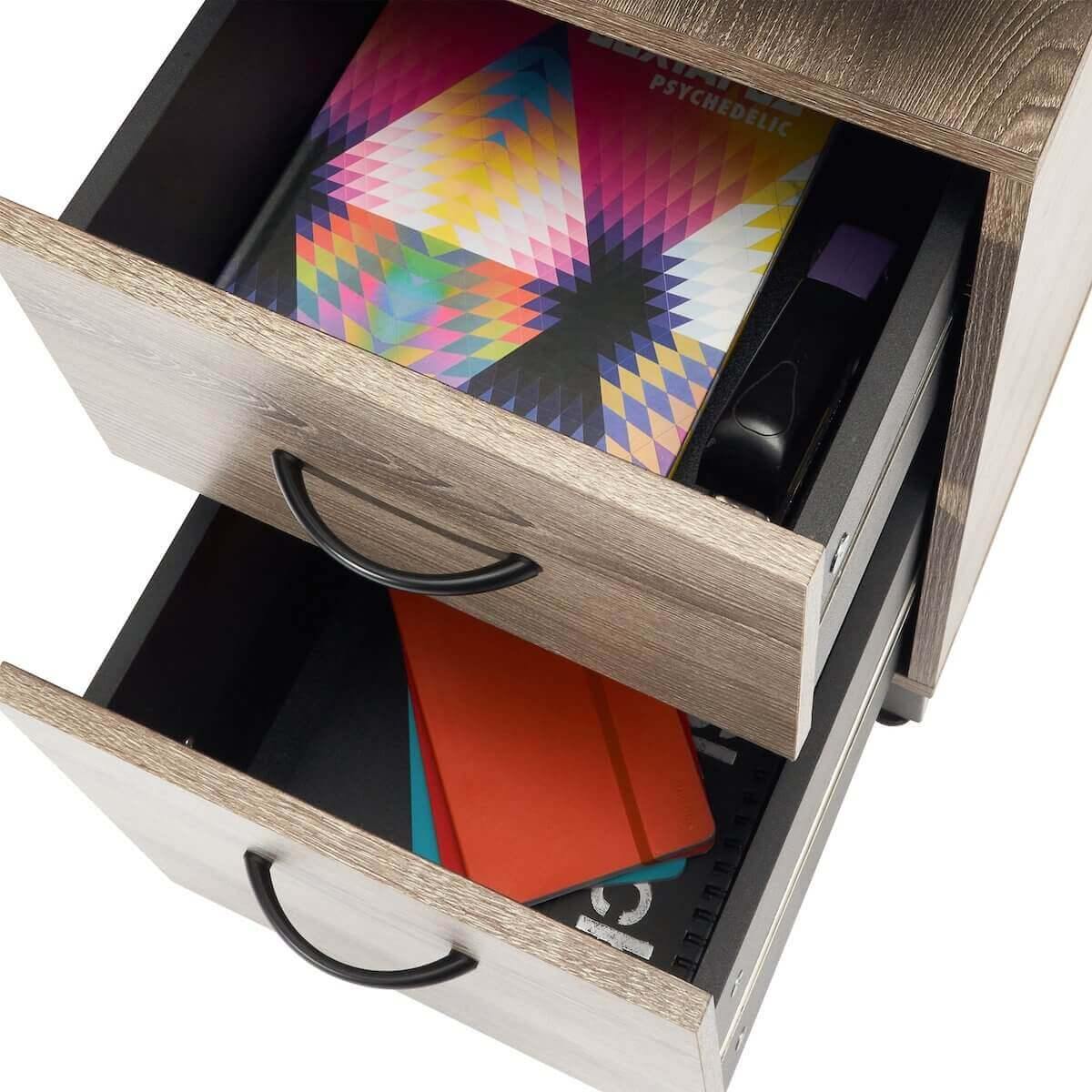 Techni Mobili Gray Computer Desk with Storage RTA-0054-GRY Open Drawers