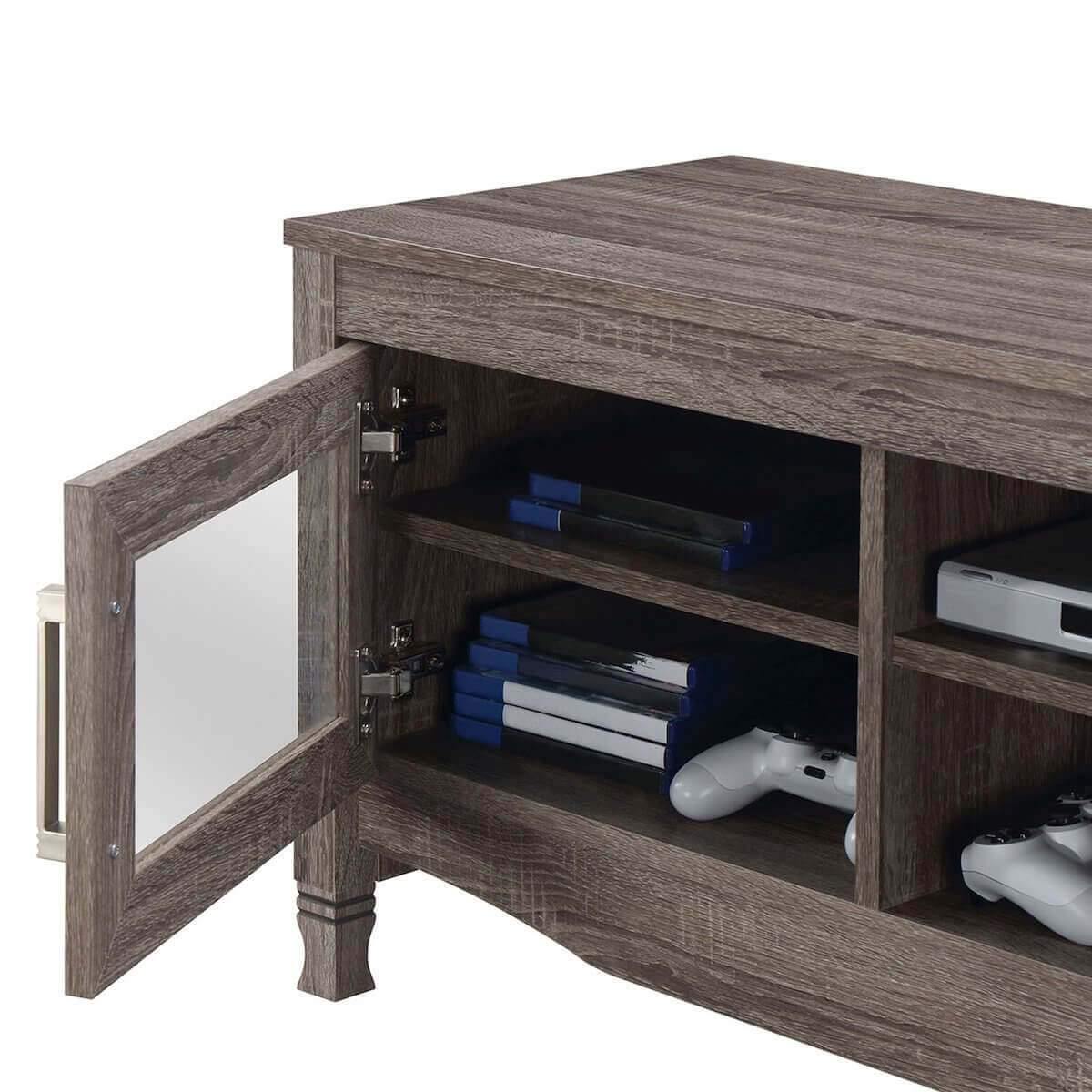 Techni Mobili Gray Driftwood TV Stand RTA-8855-GRY Inside