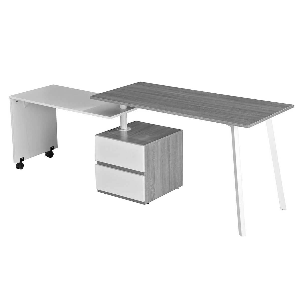 Techni Mobili Gray Rotating Multi-Positional Modern Desk RTA-2336-GRY Expanded