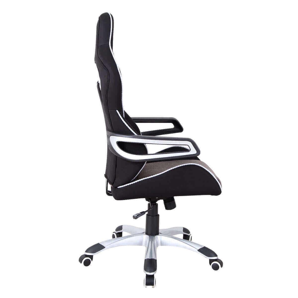Techni Mobili Gray/Black Ergonomic Upholstered Racing Style Home & Office Chair RTA-2017-GRY Side
