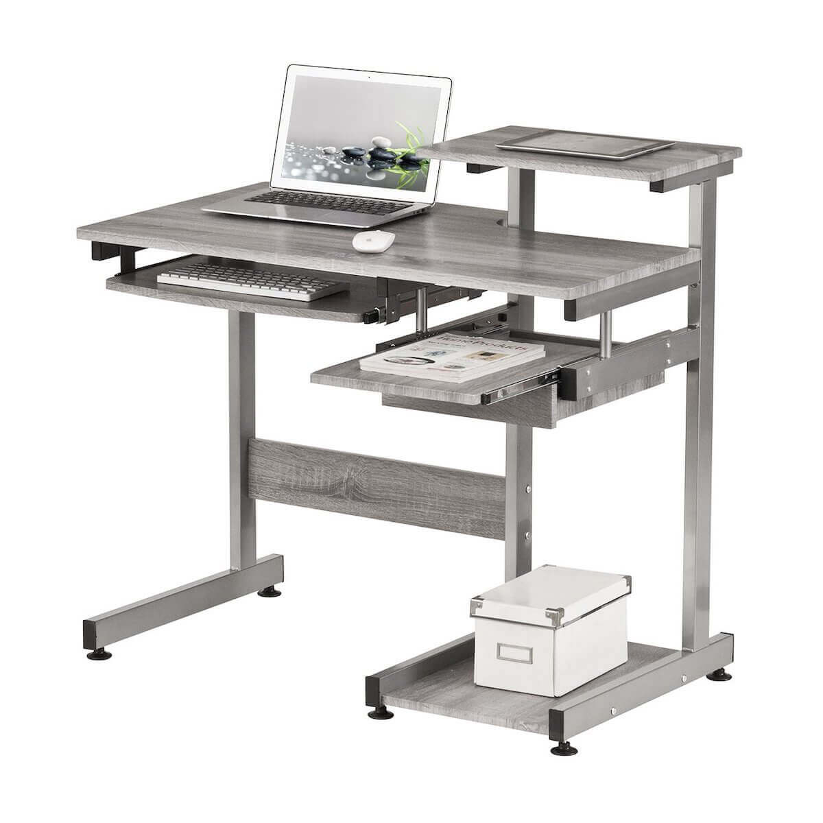 Techni Mobili Grey Complete Computer Workstation Desk RTA-2706A-GRY #color_gray