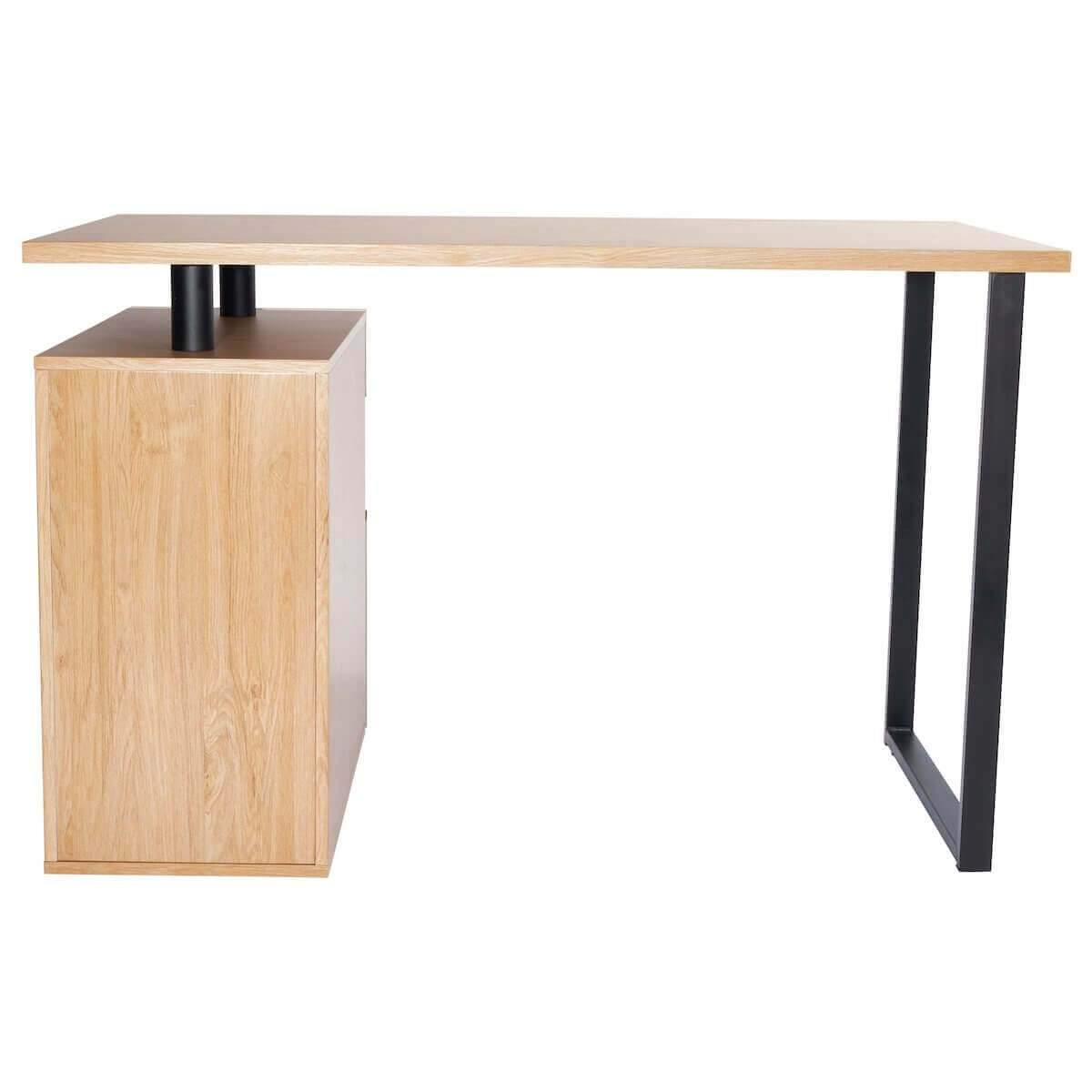 Techni Mobili Pine Computer Desk with Storage and File Cabinet RTA-1305-PN Front