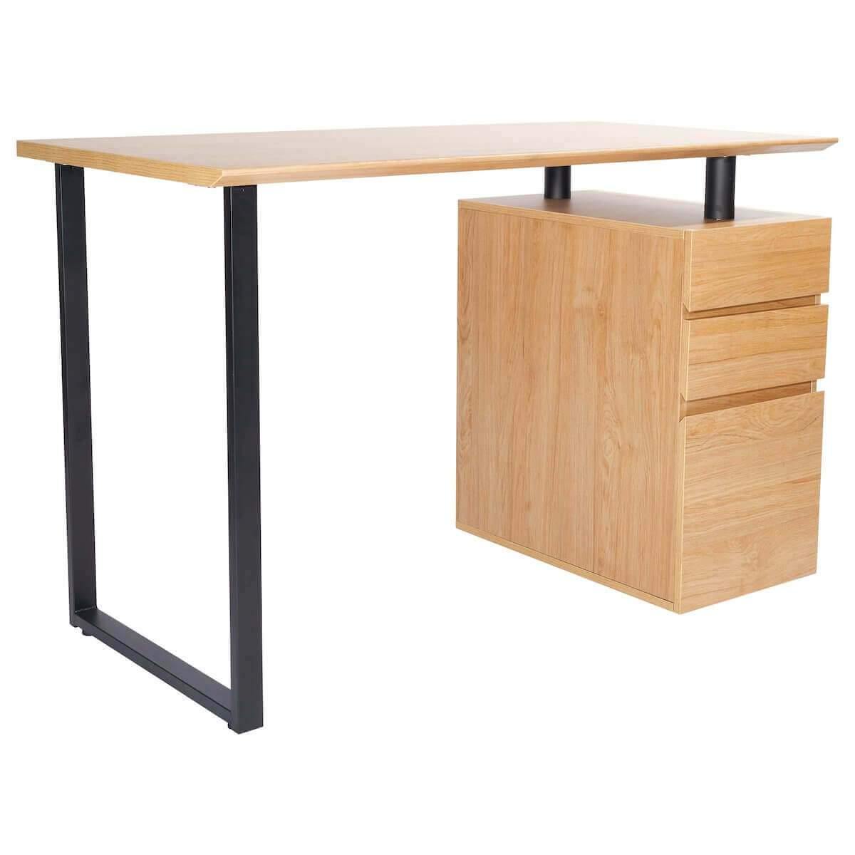 Techni Mobili Pine Computer Desk with Storage and File Cabinet RTA-1305-PN Angle
