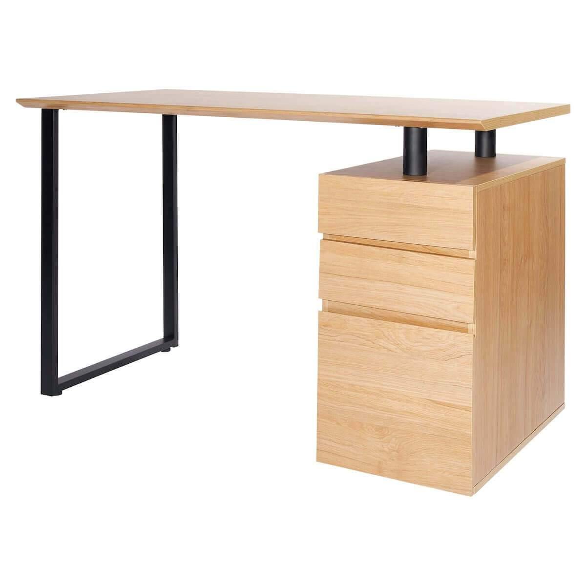 Techni Mobili Pine Computer Desk with Storage and File Cabinet RTA-1305-PN Angle