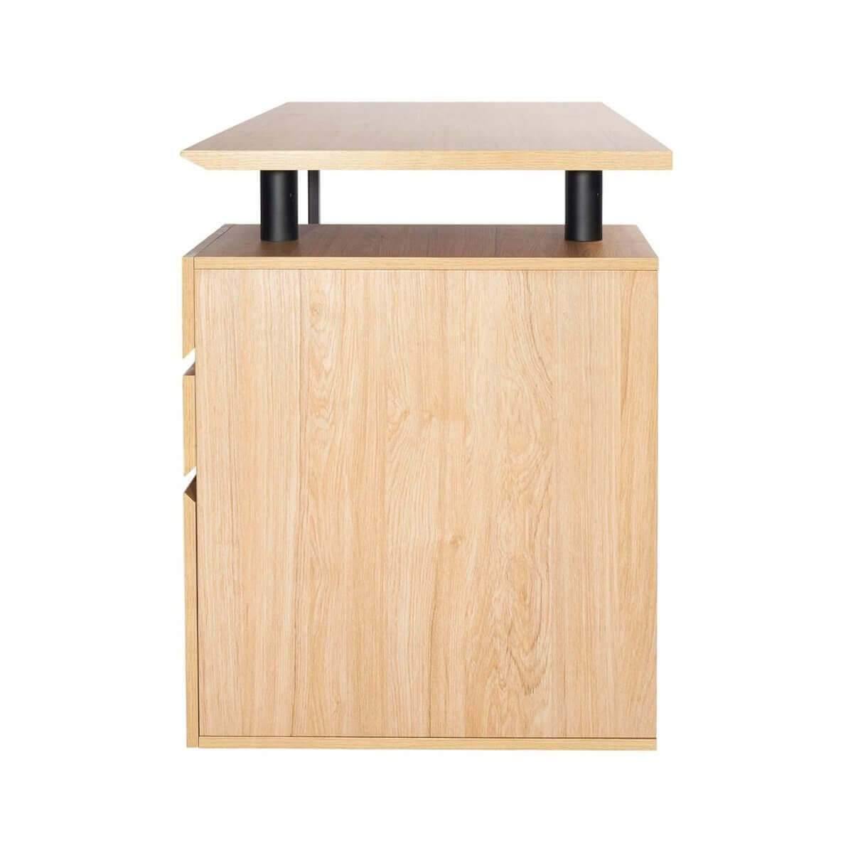 Techni Mobili Pine Computer Desk with Storage and File Cabinet RTA-1305-PN Side