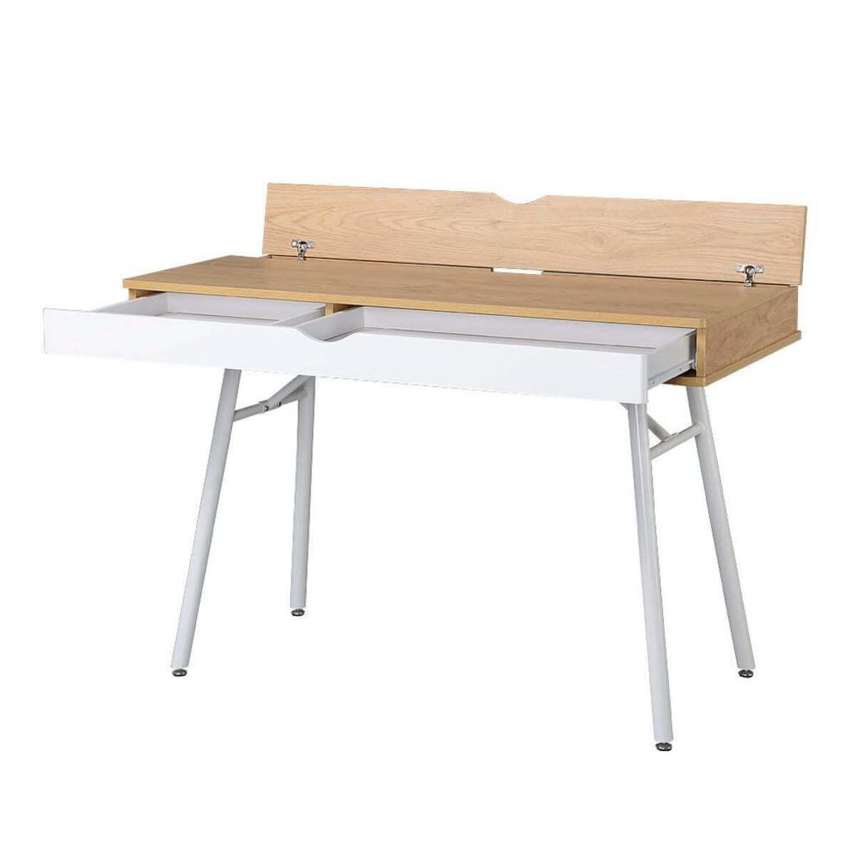 Techni Mobili Pine Modern Multi Storage Computer Desk with Storage RTA-1462-PN Open Drawer