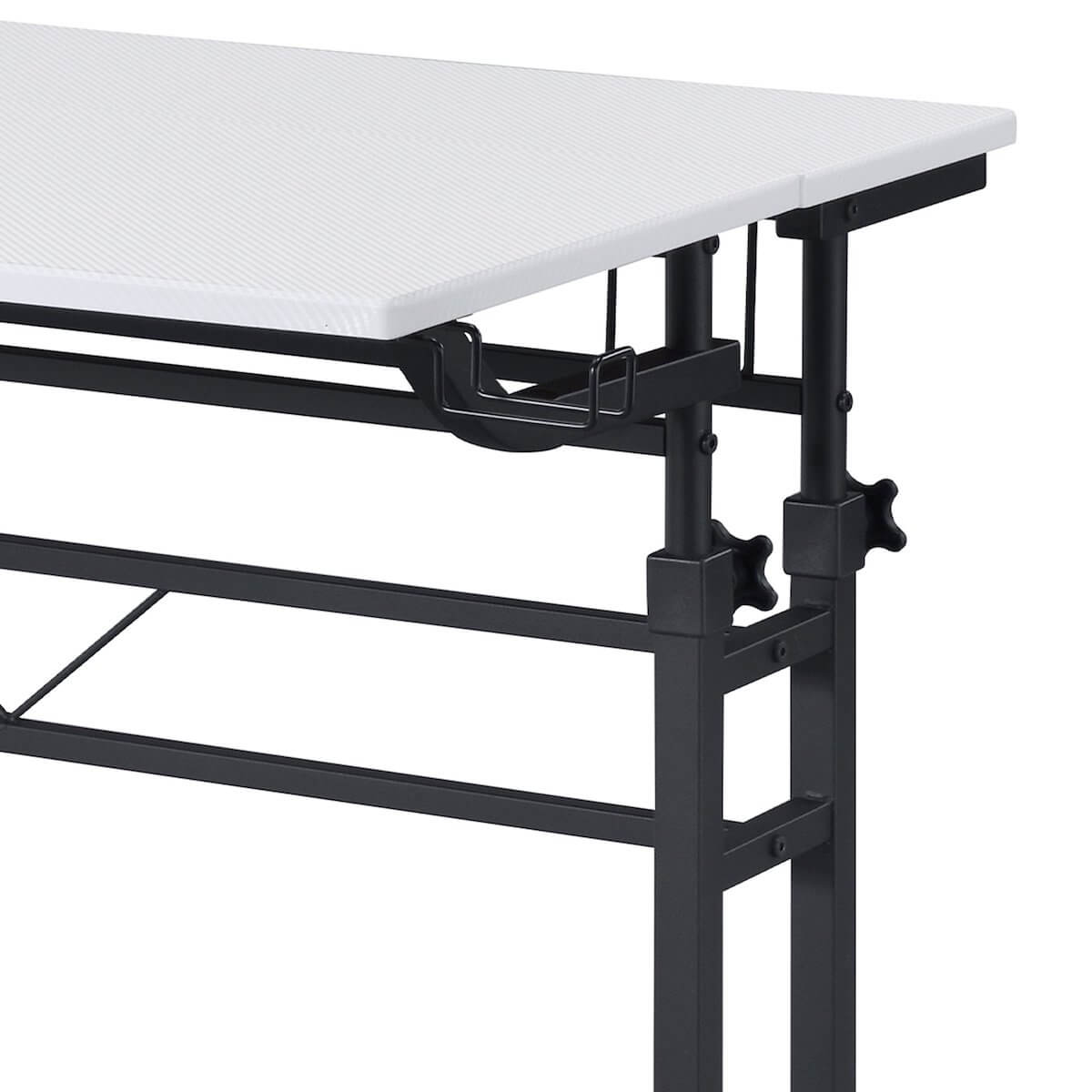 Techni Mobili  White Rolling Writing Desk with Height Adjustable Desktop and Moveable Shelf RTA-3800SU-WHT #color_white