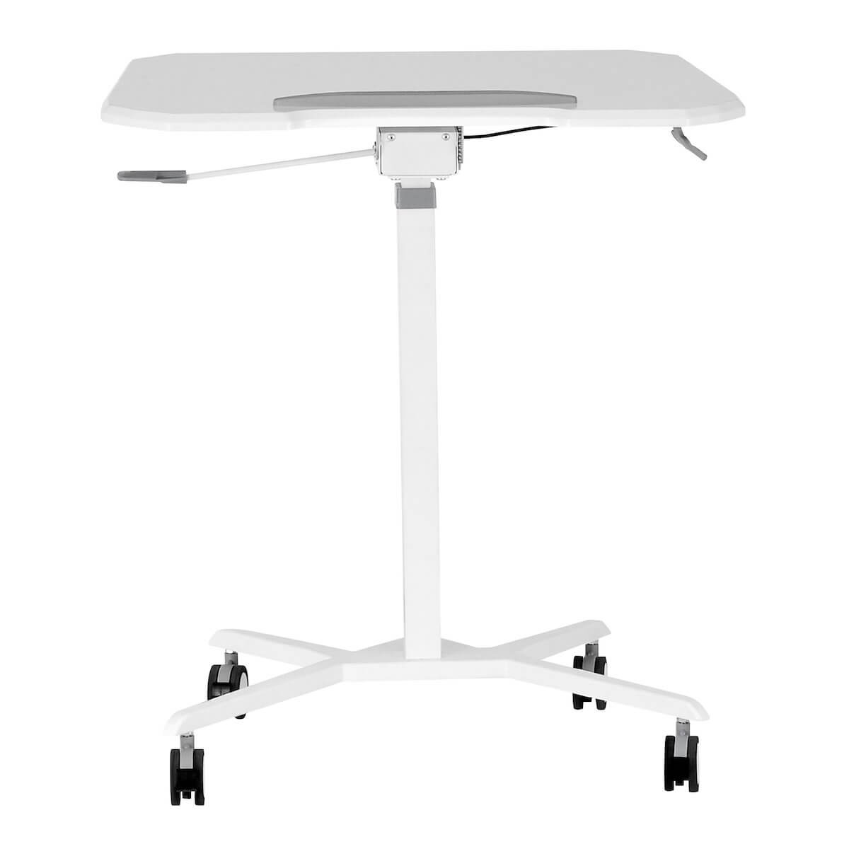 Techni Mobili White Sit to Stand Mobile Laptop Computer Stand with Height Adjustable and Tiltable Tabletop RTA-B008-WHT