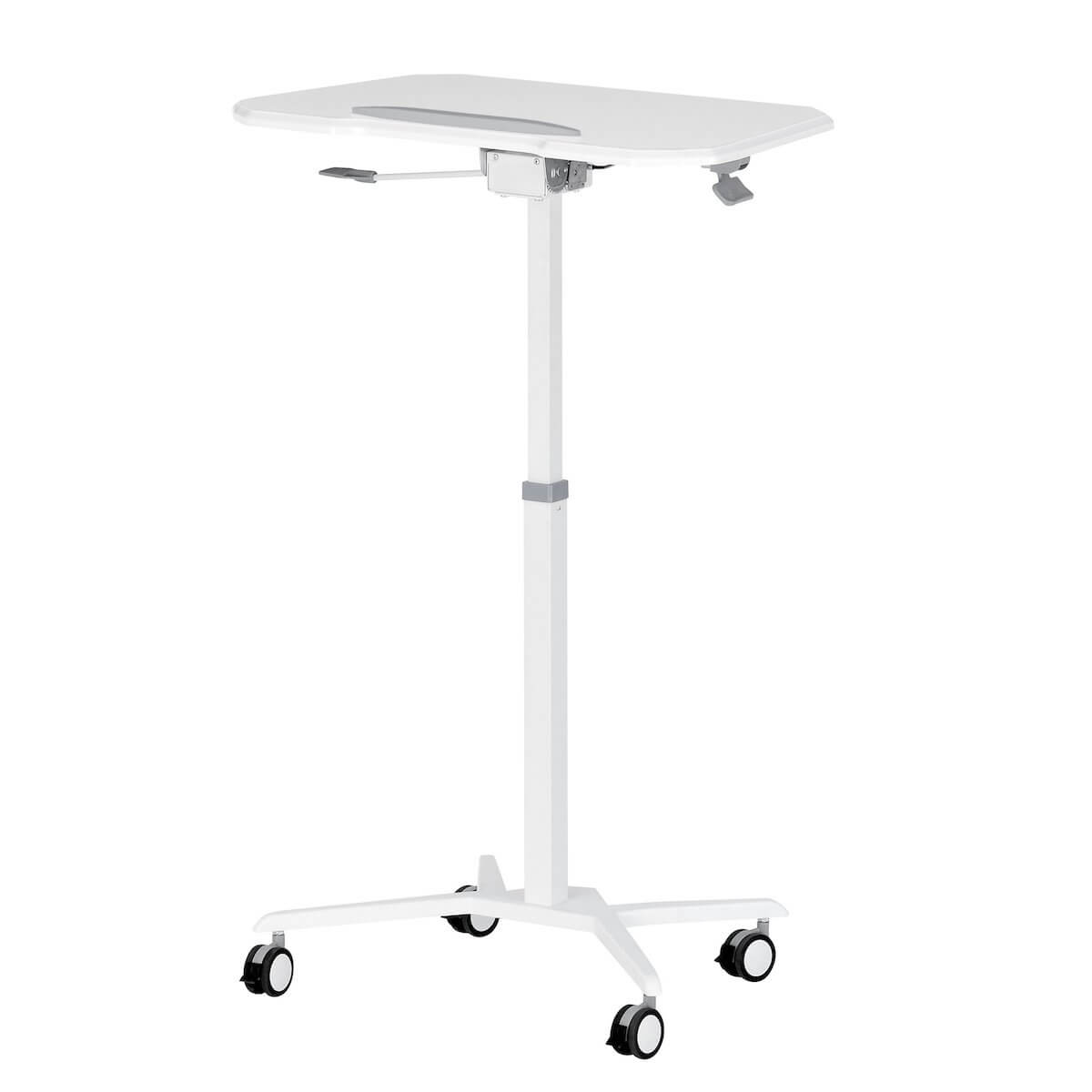 Techni Mobili White Sit to Stand Mobile Laptop Computer Stand with Height Adjustable and Tiltable Tabletop RTA-B008-WHT Back