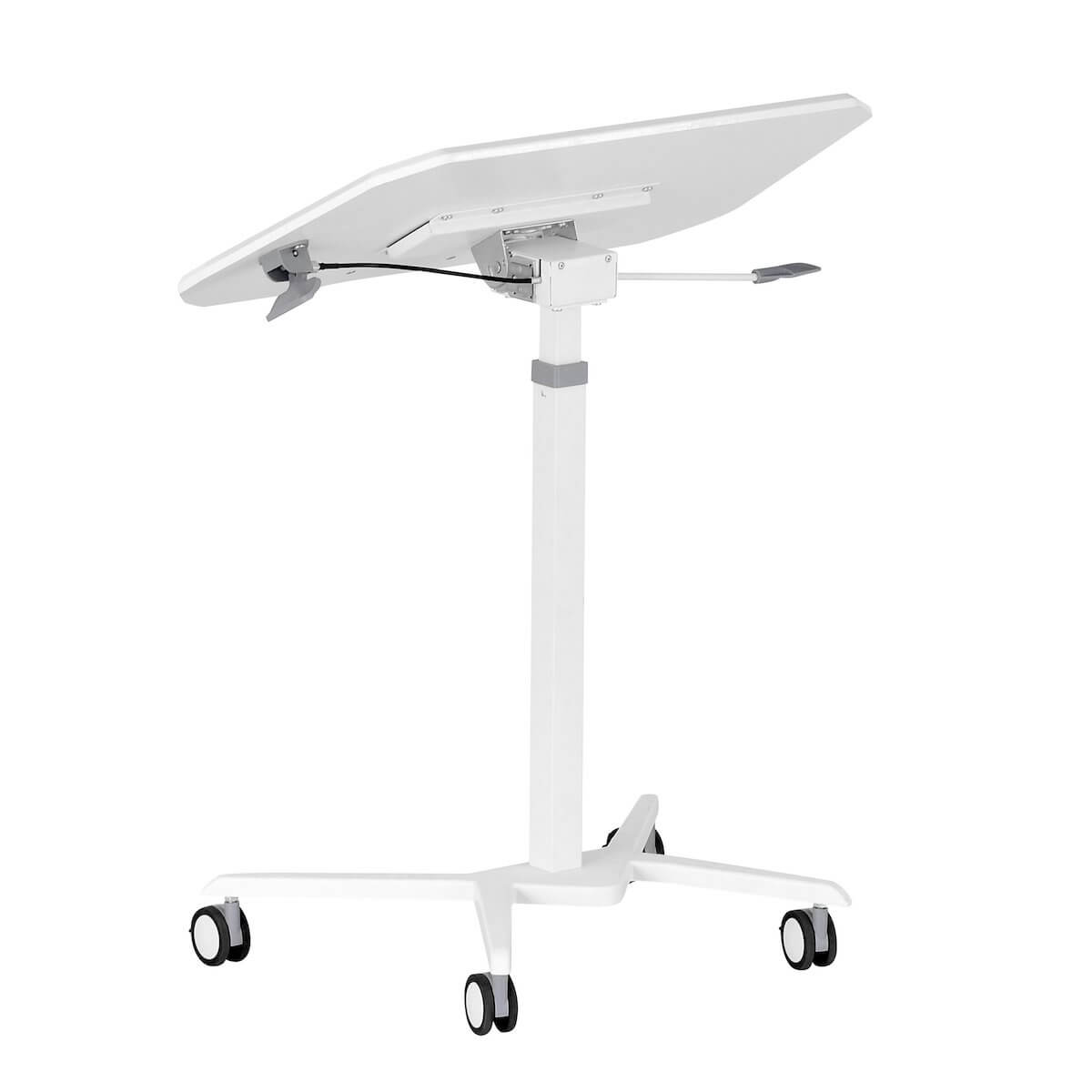 Techni Mobili White Sit to Stand Mobile Laptop Computer Stand with Height Adjustable and Tiltable Tabletop RTA-B008-WHT Back