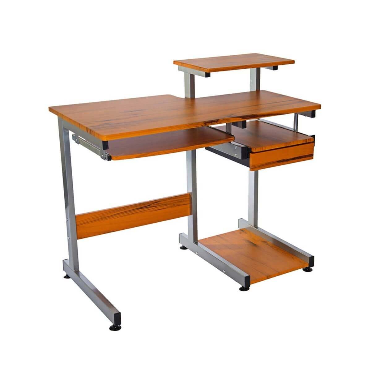 Techni Mobili Wood Grain Complete Computer Workstation Desk RTA-2706A-WG01 Angle #color_wood grain